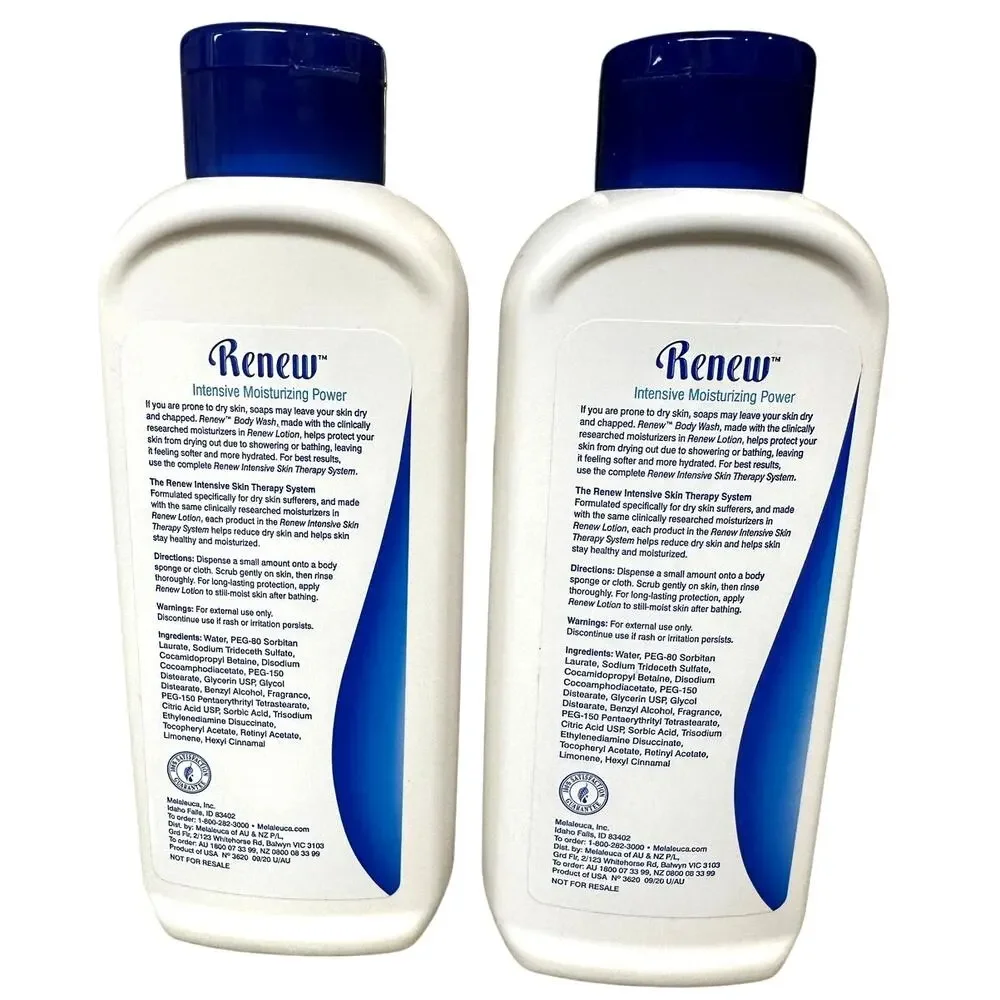 Melaleuca 12 oz Renew Intensive Skin Therapy Moisturizing Body Wash-2 Pack